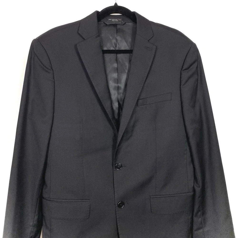 John Varvatos Mens 40R Blazer Solid Black Wool Sport Coat Luxury Suit Jacket